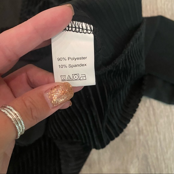 SHEIN Curve black v neck mock wrap top with sheer long sleeves - Picture 6 of 9